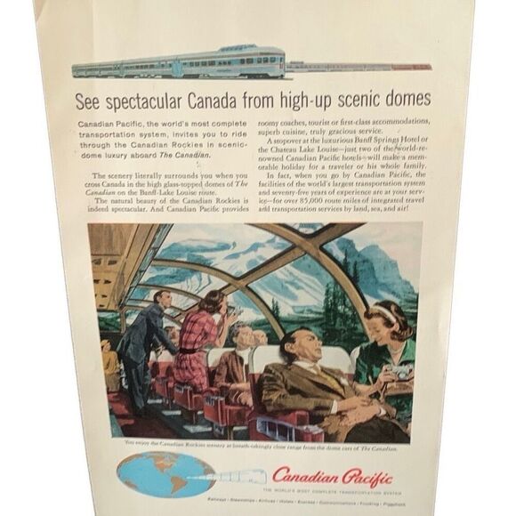 Vintage 1960 Canadian Pacific Railway Scenic Domes Ad Advertisment - Picture 3 of 4
